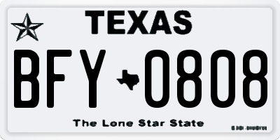 TX license plate BFY0808