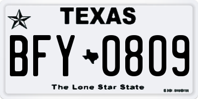 TX license plate BFY0809
