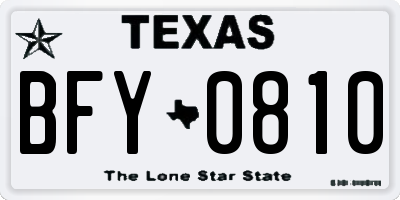 TX license plate BFY0810