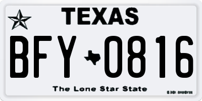 TX license plate BFY0816