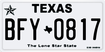TX license plate BFY0817