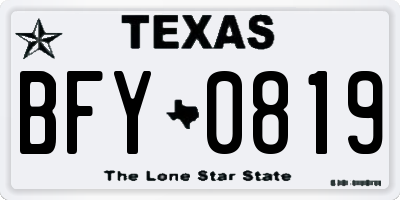 TX license plate BFY0819