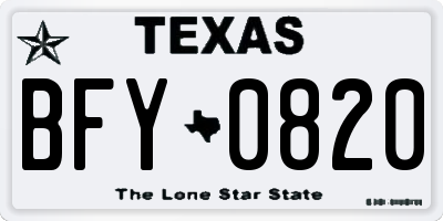 TX license plate BFY0820