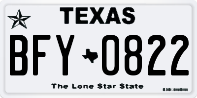 TX license plate BFY0822