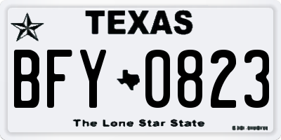 TX license plate BFY0823