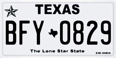 TX license plate BFY0829
