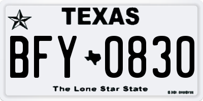 TX license plate BFY0830