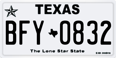 TX license plate BFY0832