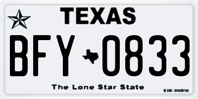 TX license plate BFY0833