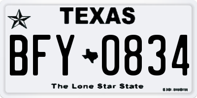 TX license plate BFY0834