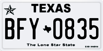 TX license plate BFY0835