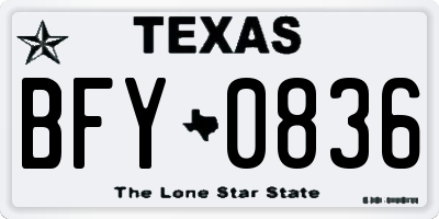 TX license plate BFY0836