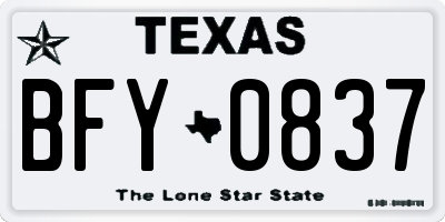 TX license plate BFY0837