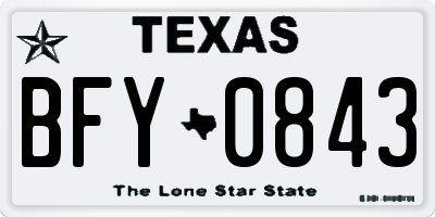 TX license plate BFY0843