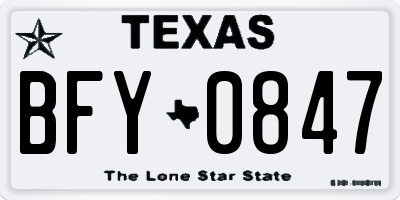 TX license plate BFY0847
