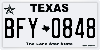 TX license plate BFY0848