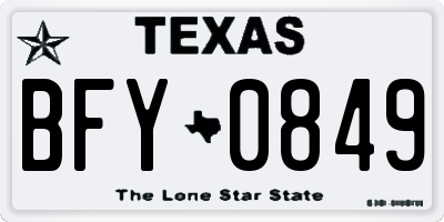 TX license plate BFY0849