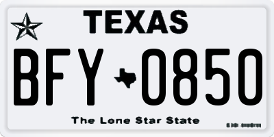 TX license plate BFY0850