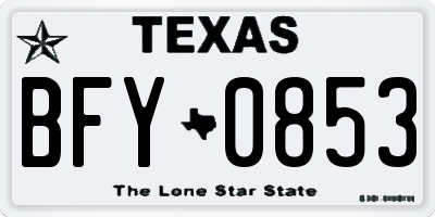TX license plate BFY0853