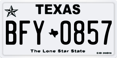 TX license plate BFY0857