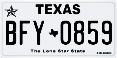 TX license plate BFY0859
