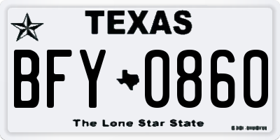 TX license plate BFY0860