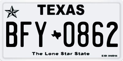 TX license plate BFY0862