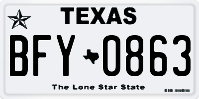 TX license plate BFY0863