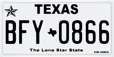 TX license plate BFY0866