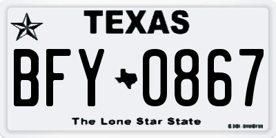 TX license plate BFY0867