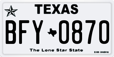 TX license plate BFY0870