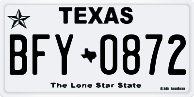 TX license plate BFY0872