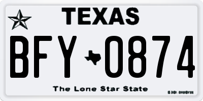 TX license plate BFY0874