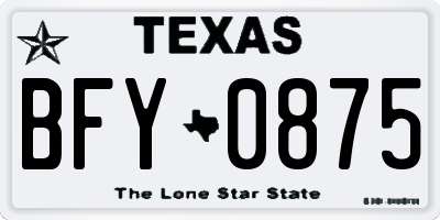 TX license plate BFY0875