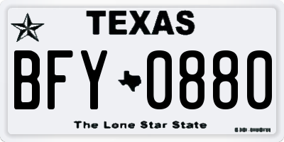 TX license plate BFY0880