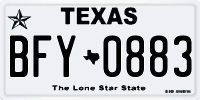 TX license plate BFY0883