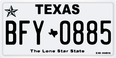 TX license plate BFY0885
