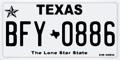 TX license plate BFY0886