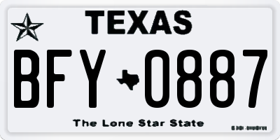 TX license plate BFY0887
