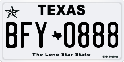 TX license plate BFY0888