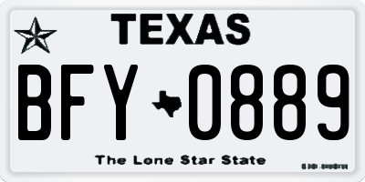 TX license plate BFY0889