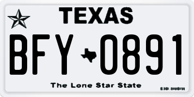 TX license plate BFY0891