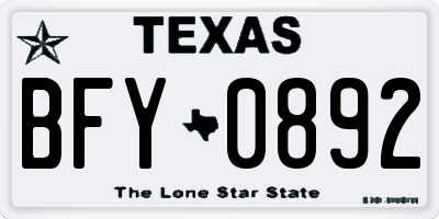 TX license plate BFY0892