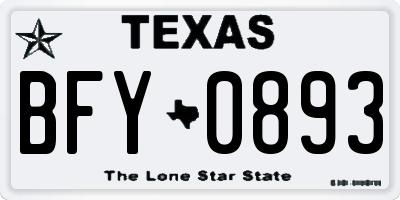 TX license plate BFY0893