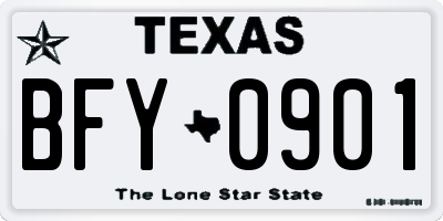 TX license plate BFY0901