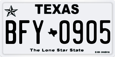 TX license plate BFY0905