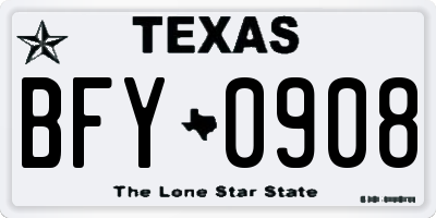 TX license plate BFY0908