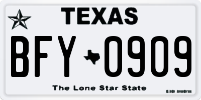 TX license plate BFY0909