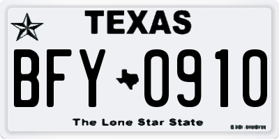 TX license plate BFY0910
