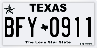 TX license plate BFY0911